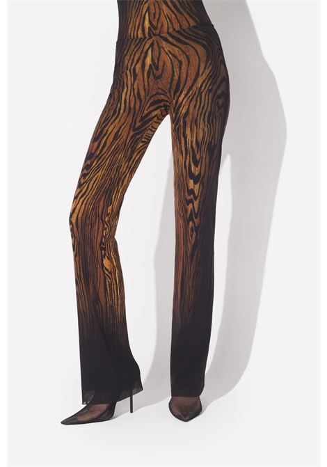 pantaloni mesh printed wood donna neri e marroni JEAN PAUL GAULTIER | 25/03-W-TR020-M002P0060